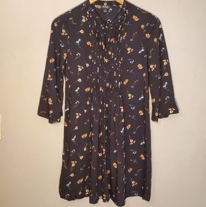 a.n.a Black Floral 3/4 Sleeve Shift Dress Peasant